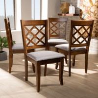 Baxton Studio RH330C-Grey/Walnut-DC-4PK Brigitte Modern and Contemporary Grey Fabric Upholstered and Walnut Brown Finished Wood 4-Piece Dining Chair Set